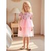 Girl Pink Short Sleeve Dress Baby Mesh Bubble Skirt Kids Pure Cotton Summer Dress Infant Formal Dress
