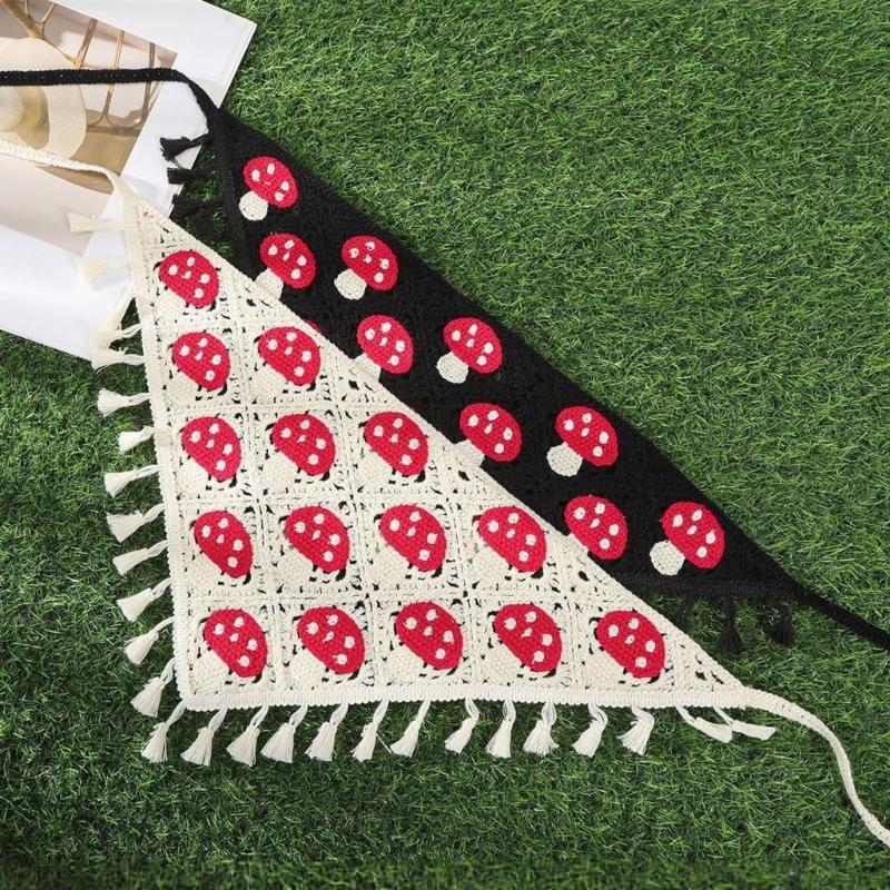 Women Tassels Hairband Wrap Elegant Mushroom Headwraps Elaborate Head Scarf Turbans Bandanas Hairband for Vacation