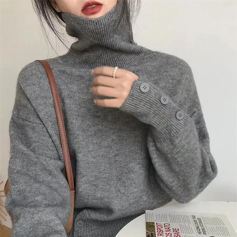 Damen 2024 Herbst/Winter V-Ausschnitt Strickjacke im koreanischen Stil mit großen Taschen - Locker & Figurbetonter Pullover.