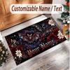 Totenkopf Gothic Thema Weicher Kristall-Samt Teppich Benutzerdefinierter Name & Text Druck Rutschfester Boden Teppich für Schlafzimmer Wohnzimmer