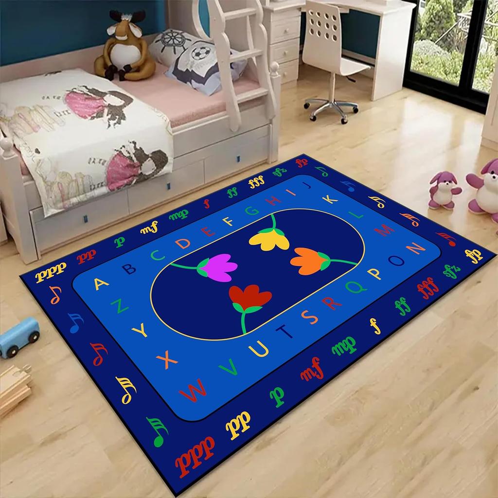 Kids Area Rug ABC Learning Rug Crawling Mat Non Slip Children's Room Carpet for Classrooms School Nursery Children's BedrooM