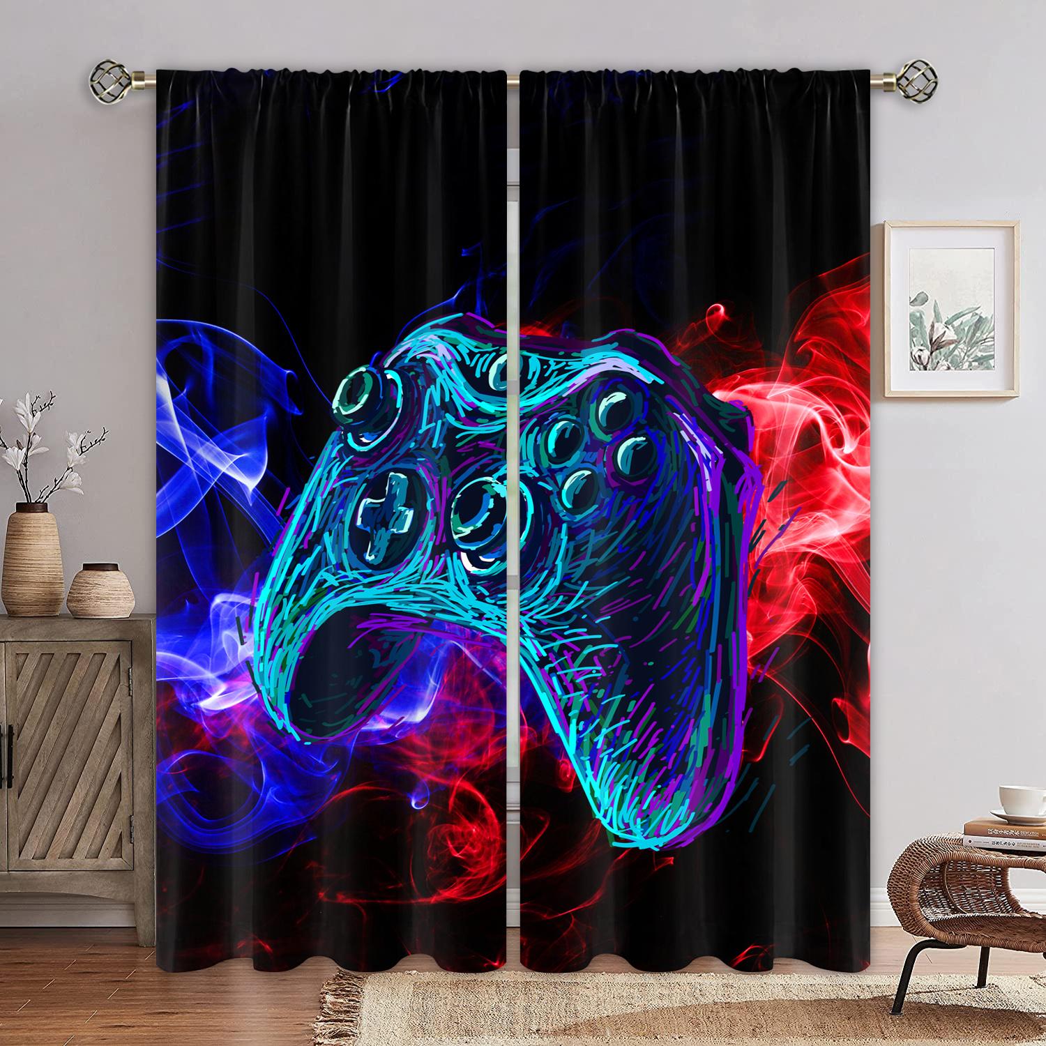 

Technology sense game handle curtain future cool sense, a set of two pieces, home bedroom living room curtain 50W130H(CM)X2PCS&Rod Pocket