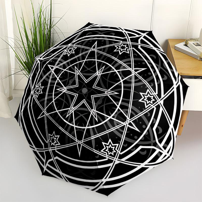 1pc Star Mandala Folding Umbrella, Durable, Suitable for Outdoor Activities or Rain, Suitable for Commuting Yy251027148