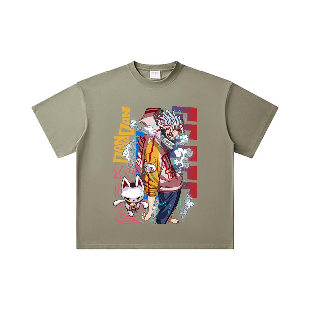 260 GSM Double Yarn 32 Count 100% Cotton Dandadan V25 Okarun Print Unisex Heavy Cotton T Shirt
