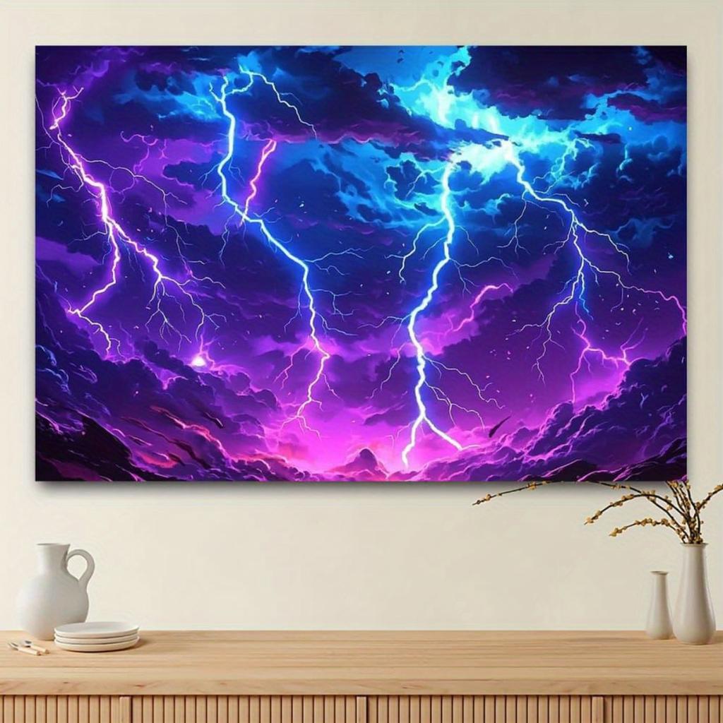 2D Plane 1 Piece of "Lightning Night Sky" Suitable for Modern Decoration Party Banners and Background Cloth