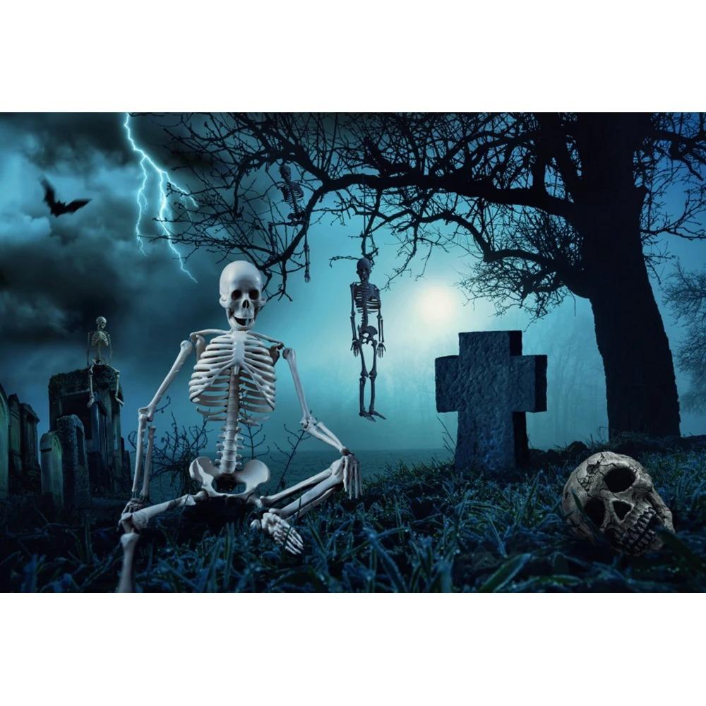 Tapiz de decoración de Halloween, casa embrujada, noche de terror, tumba aterradora, fantasma, calavera, bruja, castillo, fondo, tela, decoración de fiesta