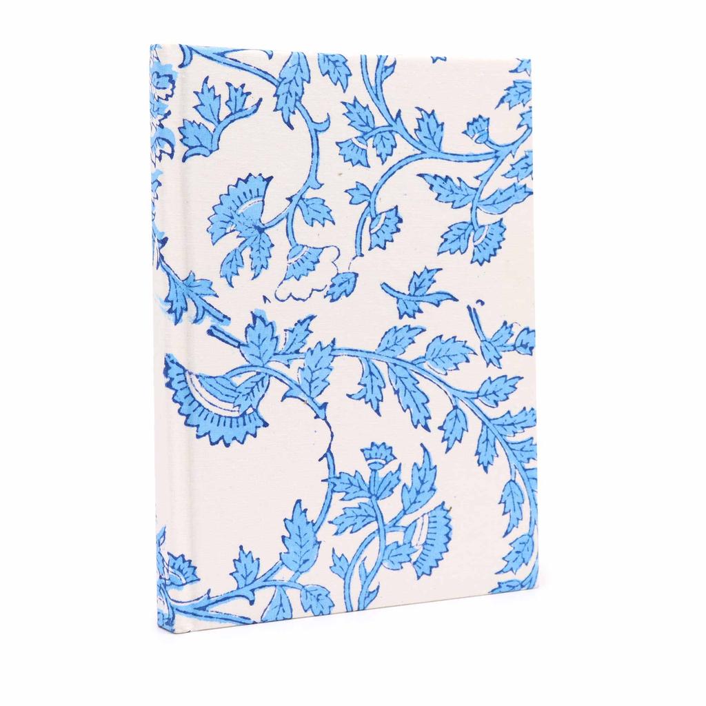 Cotton Notebook 20x15cm 96 Pages Pale Blue Floral