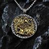 Stainless Steel Viking Guardian Totem Men's Double Wolf Necklace