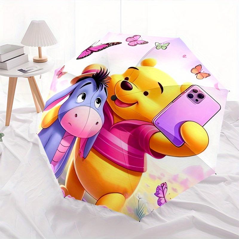 Winnie the Pooh, Eeyore Automatic Opening and Closing Umbrella, Compact Travel Umbrella, Lightweight and Portable, Suitable for Beach Commut