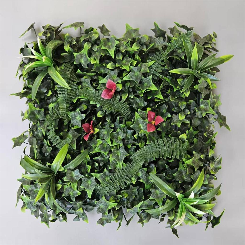 50×50cm Artificial Green Plant Wall - Plastic Vertical Garden, Fake Flower Wall, Synthetic Turf Background