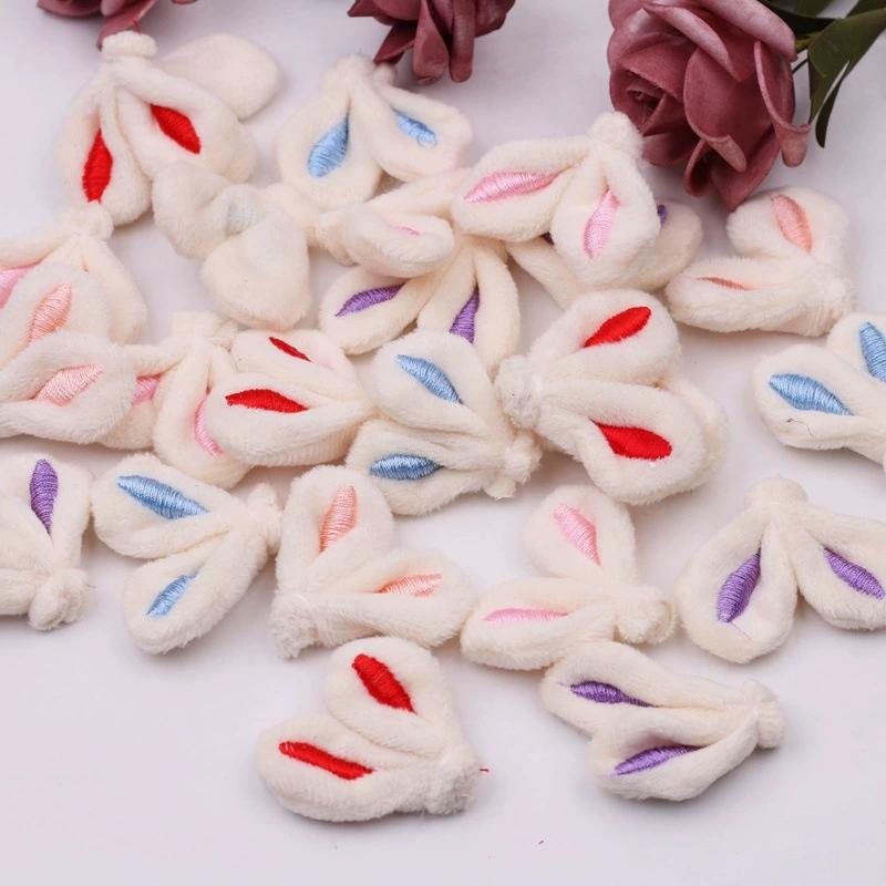 10Pcs/Lot Diy Handmade Plush Embroidered Ears Padded Patches Appliques For Clothes Sewing Supplies Diy Hair Decoration