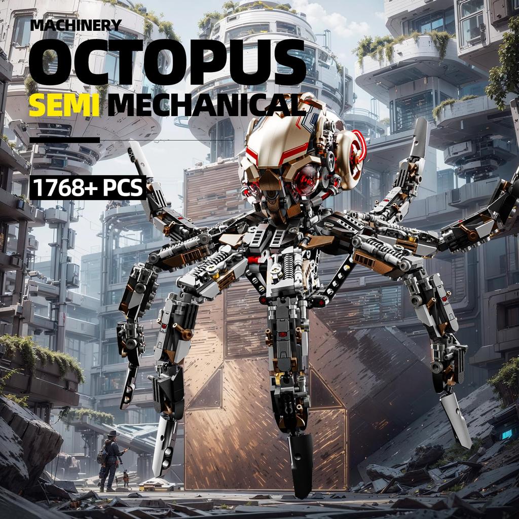 1768PCS Mechanical Octopus Building Blocks Set Childrens DIY Steampunk Robot Model STEM Engineering Kit Toys Adults & Kids Gifts