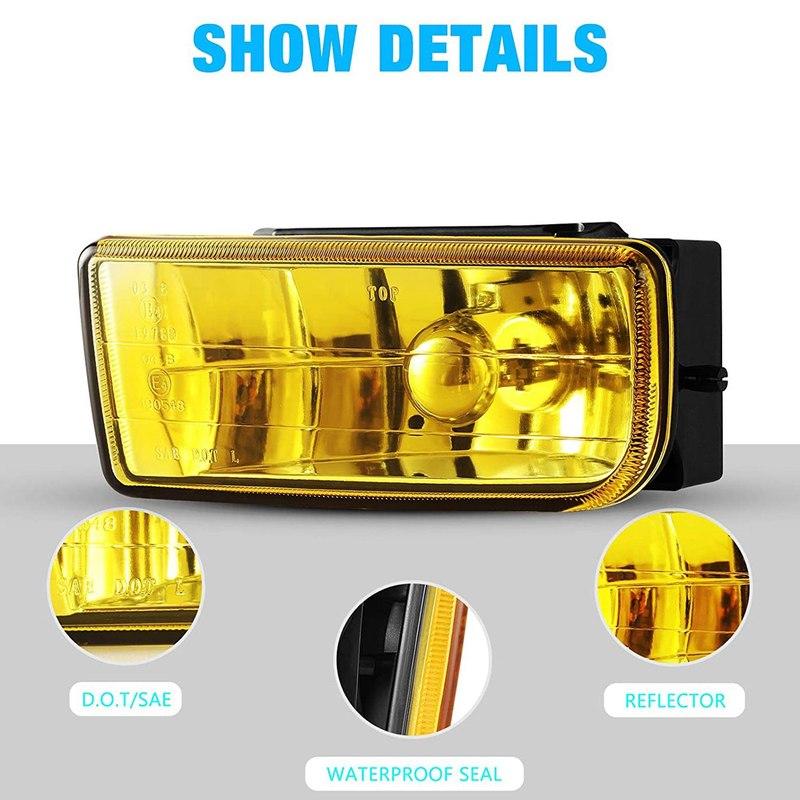 E36 Fog Lights For -BMW M3 (E36) 3 Series 1992-1999 Fog Lamps Replacement Assembly 1 Pair (Yellow Lens)-M53K