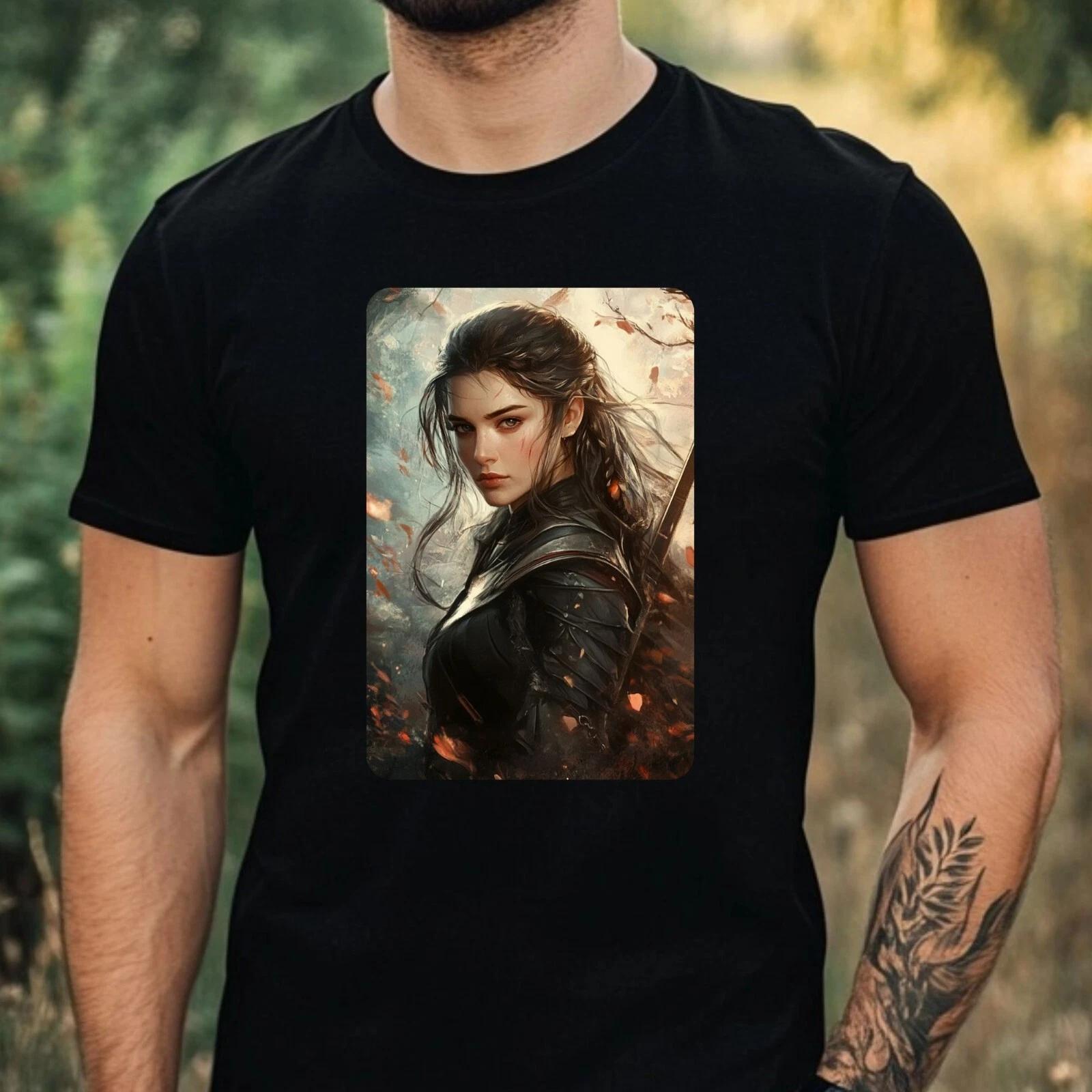 T-Shirt Herren Kriegerin Motiv Baumwolle Größe XS bis 5XL XL