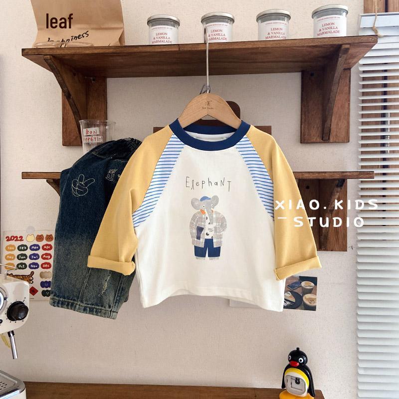 

Детская хлопковая футболка с длинным рукавом реглан в осенней цветовой блок расцветке 120 cm жёлтый