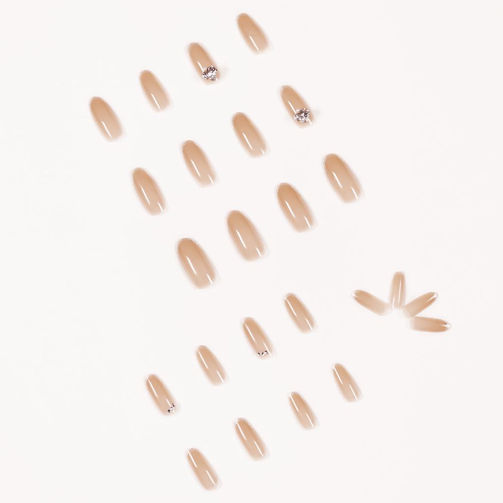 Naked through silver edge French stacking diamond wearing nail art finished fake nail nail nail patch nail patch removable nail piece
