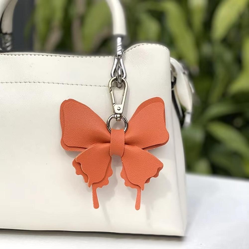 Retro Colorful Butterfly Pendant Keychains Leather Exquisit Backpack Decoration Accessories Personalized Bag Pendant
