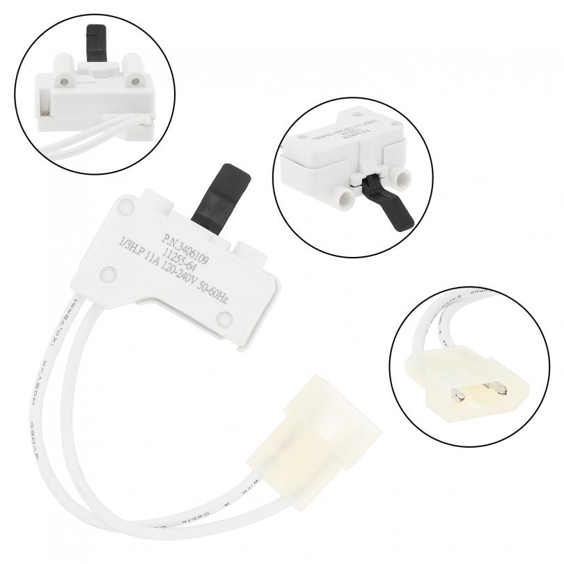 4pcs White Washing Machine Door Switch 3406109  Fit for Whirlpool / Kenmore, Precise Replaceable Door Switch