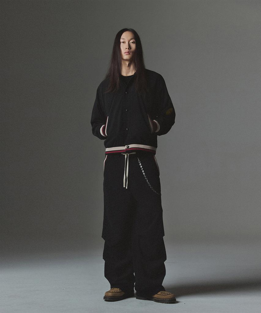 NOT4NERD Striped Rib Parachute Corduroy Pants - Black