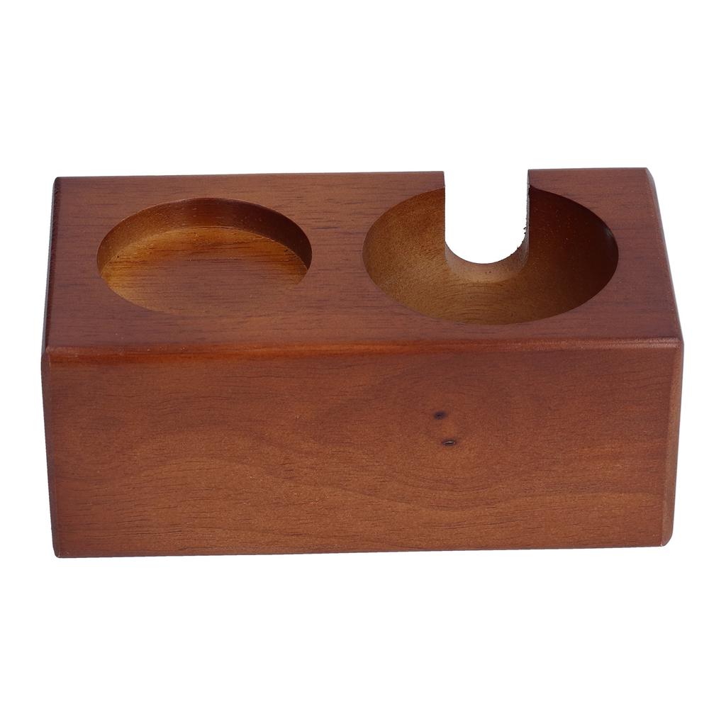 2 Hole Coffee Tamper Holder Beech Coffee Handle Mat Pad Stand for Home Restaurant(BuiltIn )