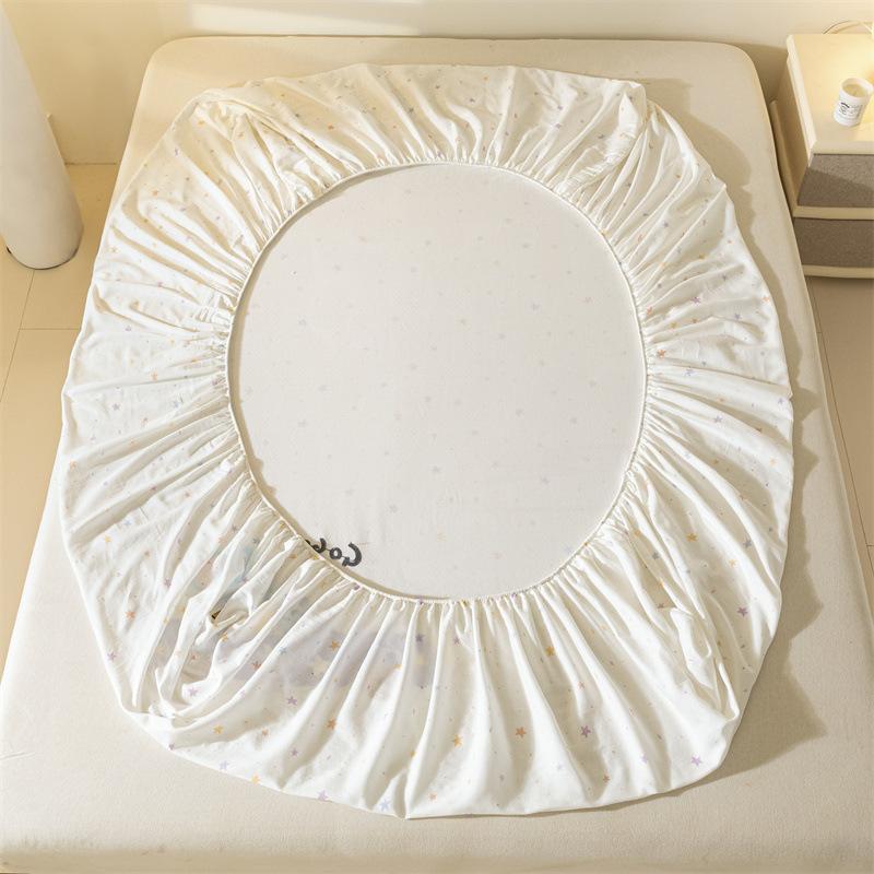 100% Cotton Cartoon Towel Embroidered Fitted Sheet A-Class Single Bed Cover For All Seasons Anti-Slip Mattress Protective Cover