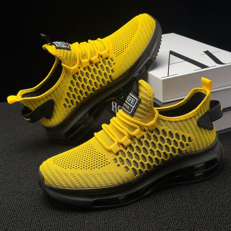 Breathable fly-woven mesh casual men's sports shoes marathon running shoes classic comfortable ultra-light air cushion