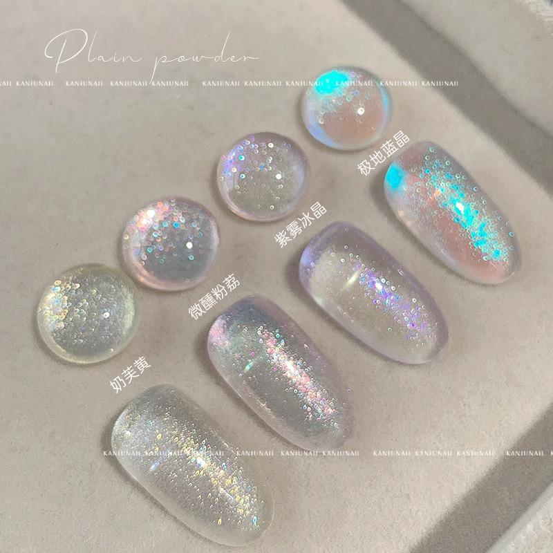 Třpytivý pudr na nehty Fairy Fine - Ledově průhledný Nude Zvýrazňovač pro nehty v salonní kvalitě