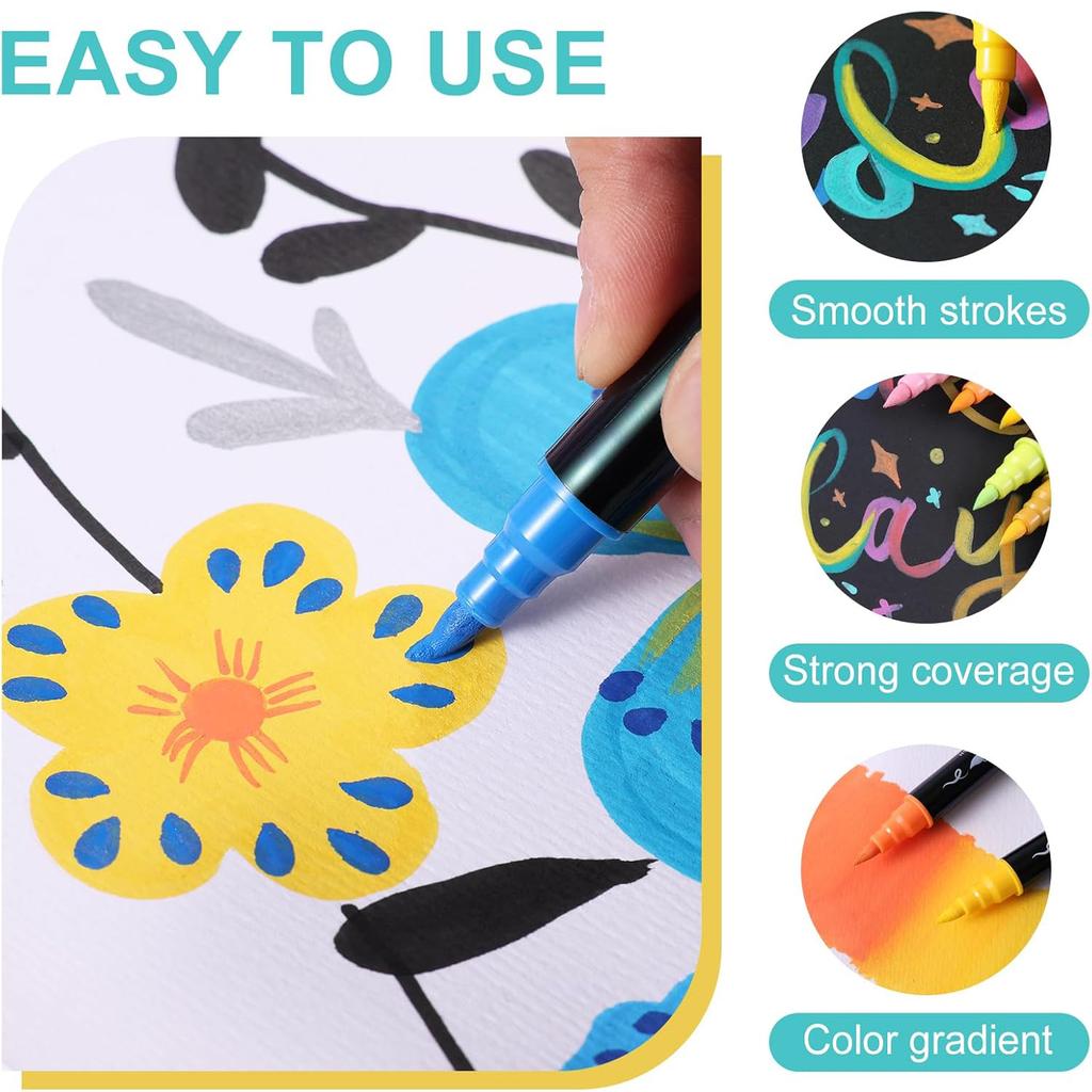 Acryl Verf Markers Waterdicht Dubbele Tip Acryl Verf Pennen met Kwast en Fijne Tip Markers Set voor Papier DIY Knutselprojecten Maken