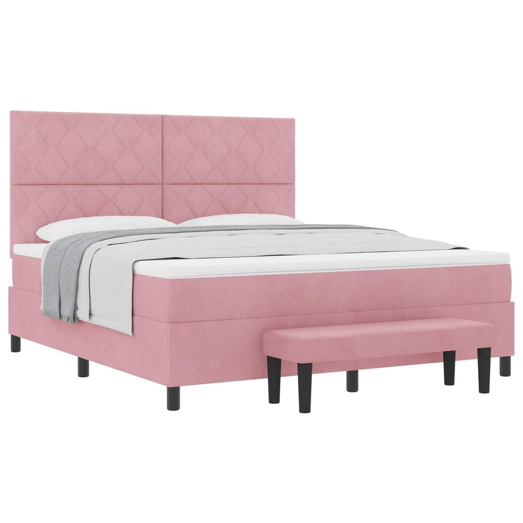Box Spring Bed with Headboard Pink 200 x 180 cm Velvet