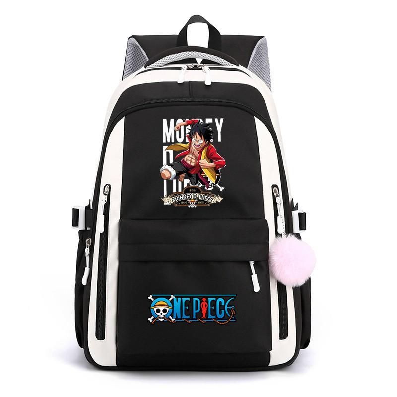 One Piece Anime Super Novice Luffy Printed Canvas School Backpack Teens High Capacity Travel Bag