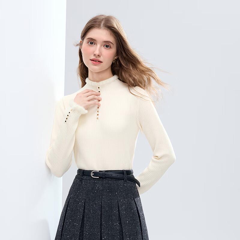 BETU Women's Faux Mink Trim Sweater
