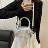 Pu Leather Bow Crossbody Bag Y2k Commute Handbag Trendy Lace Ribbons Boston Bag  Purse