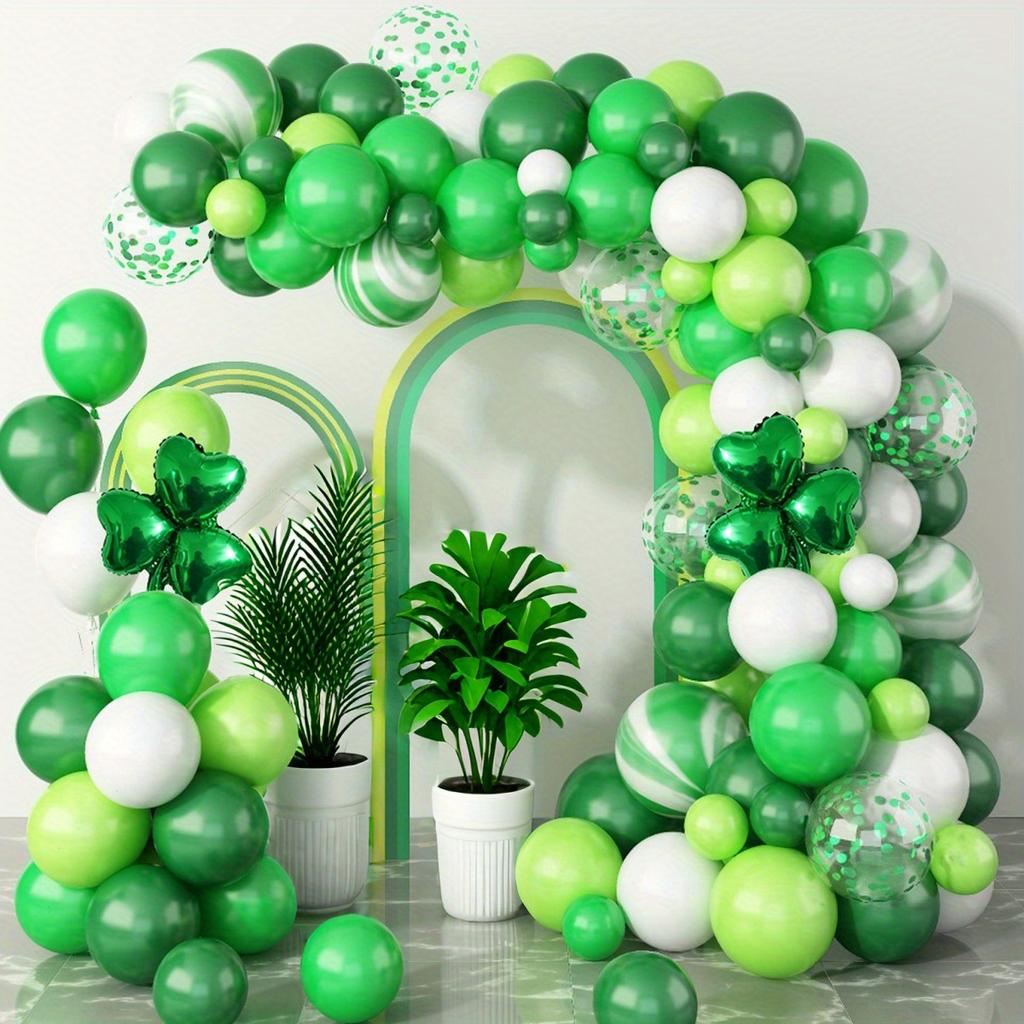 106pcs Fortune Grass Theme Arch Garland Set, Suitable for Shamrock Theme Birthday Party, Engagement, Wedding Decoration