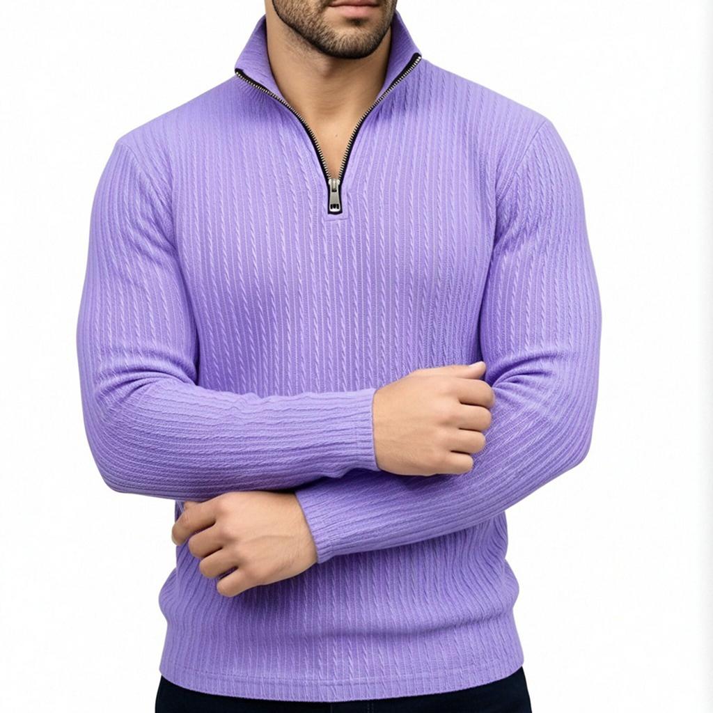 Men's Casual Quarter-zip Shirt Long-sleeve Top