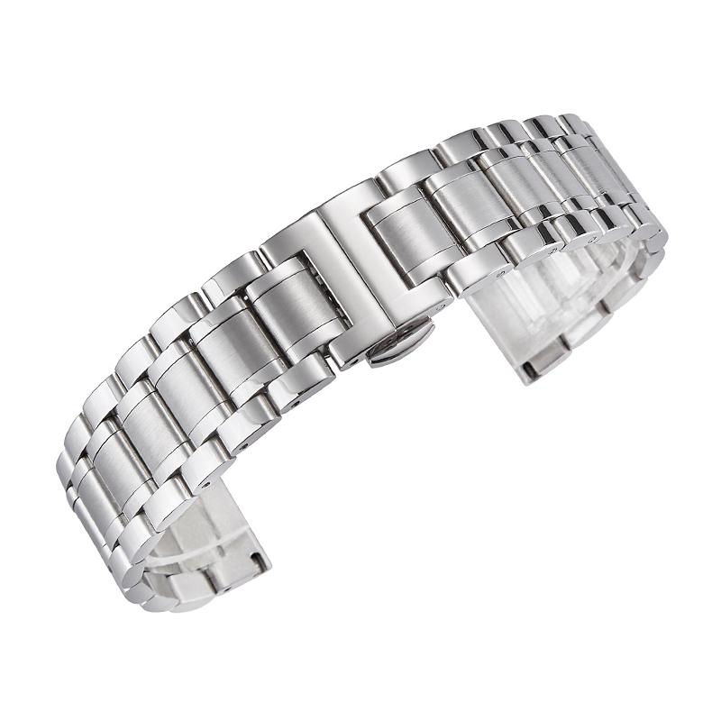 Solid Stainless Steel Watch Strap Universal Watch Chain Butterfly Clasp Watch Bracelet 12 14 13 15 17 18 19 20 22mm