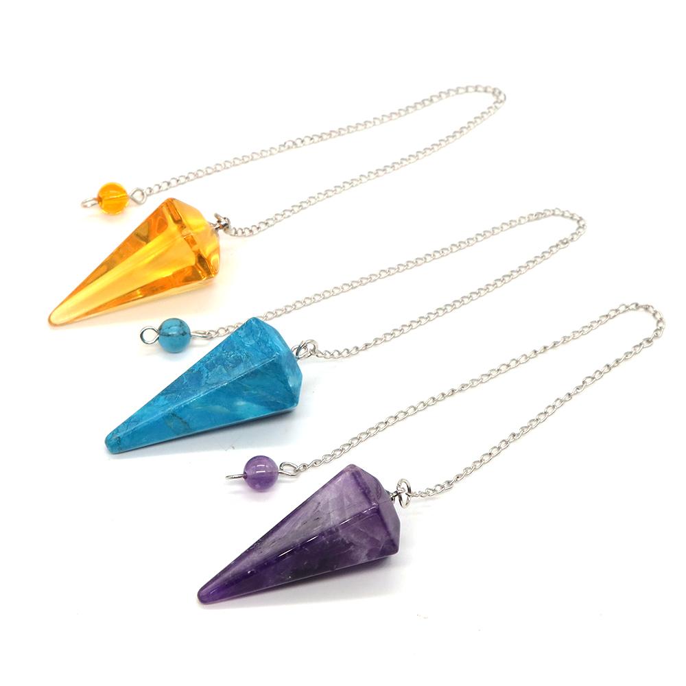Natural Stone Quartz Agates Pendant Reiki Healing Crystal Cone Amethyst Charm Gems Pendulum Chakra Wicca For Divination Dowsing