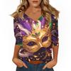 Women's T Shirt Print 3/4 Sleeve Daily Weekend Fashion Basic V- Neck Regular Top
