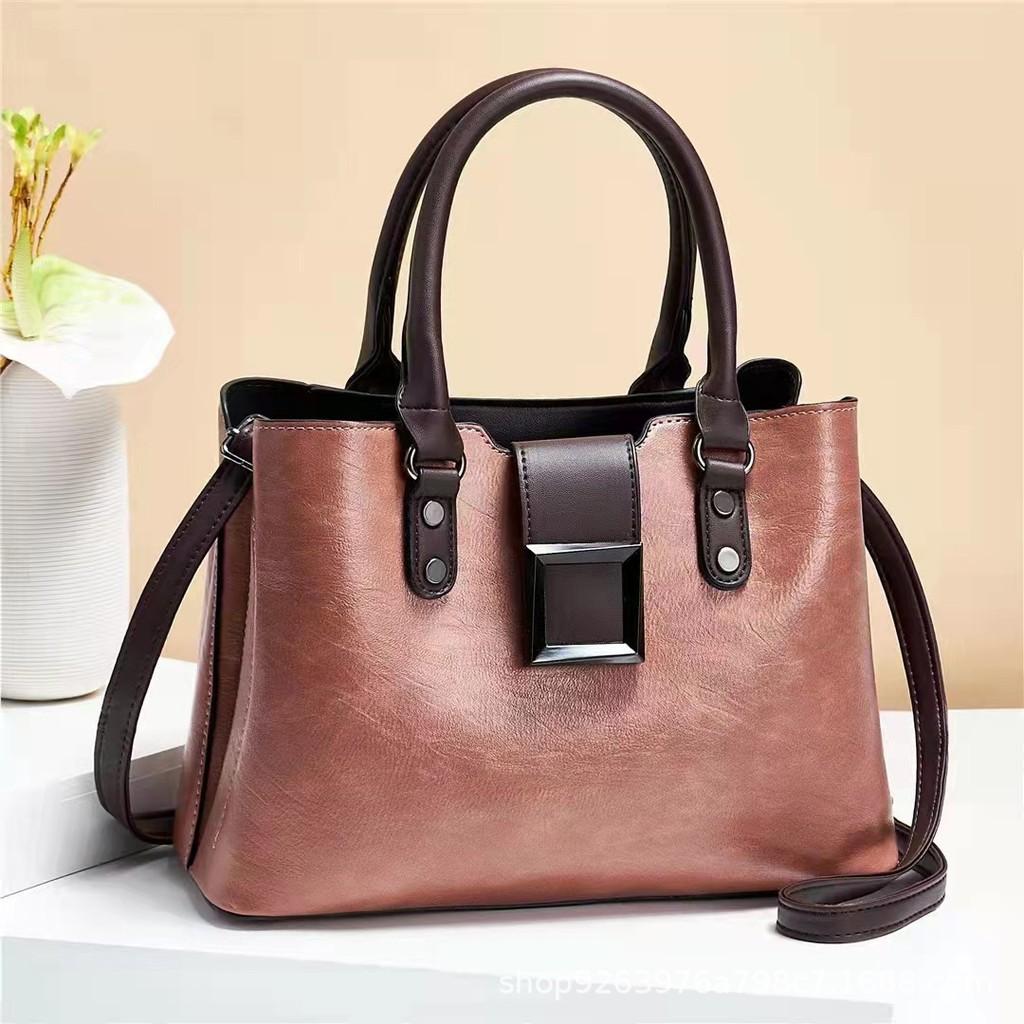 Large Capacity Retro Style Handbag For Women With Multi-functional Pockets And Zipper Closure