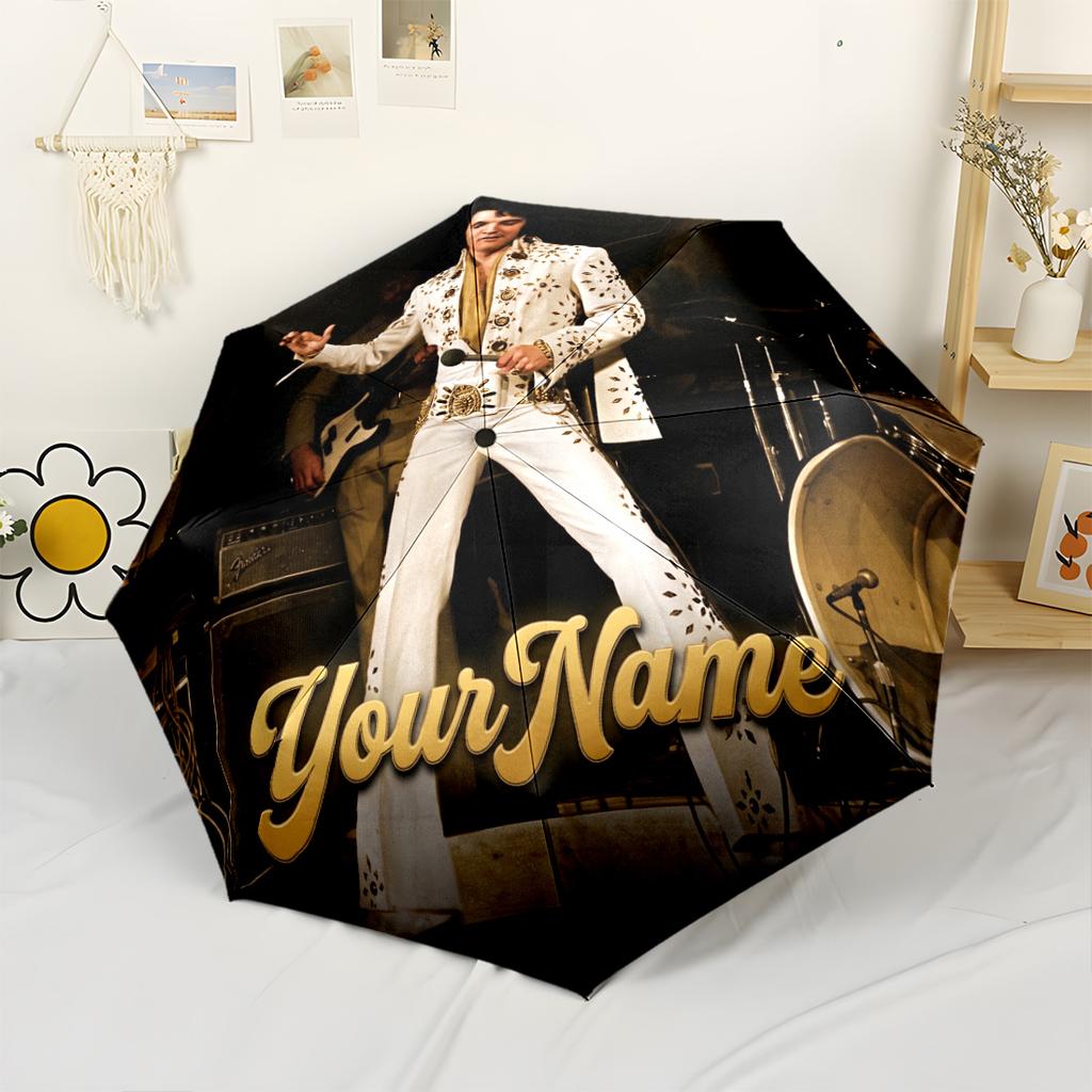 Elvis Customized Name Umbrella Outdoor Automatic Umbrella Compact Durable 8-Rib Lightweight Durable Everyday Carry Umbrella Outdoor Accessory