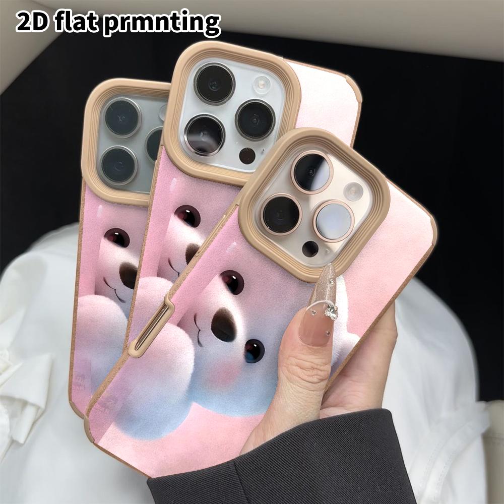 Phone Case: 2D Flat Lambskin Suitable for iPhone 18 17 16 15 14 13 Pro Protective Cases, Peek-a-boo Little Bear, Christmas and Halloween Gifts