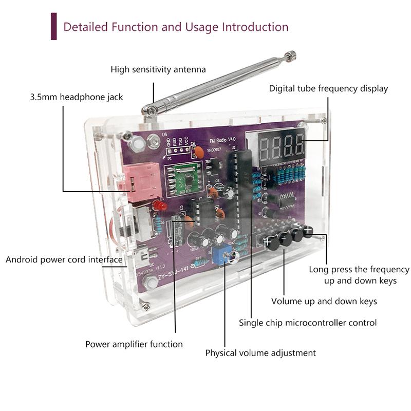 Diy Fm Radio Electronic Kit Adjustable Frequency 87-108Mhz Digital Display Soldering Project Practice Solder Rda5807S