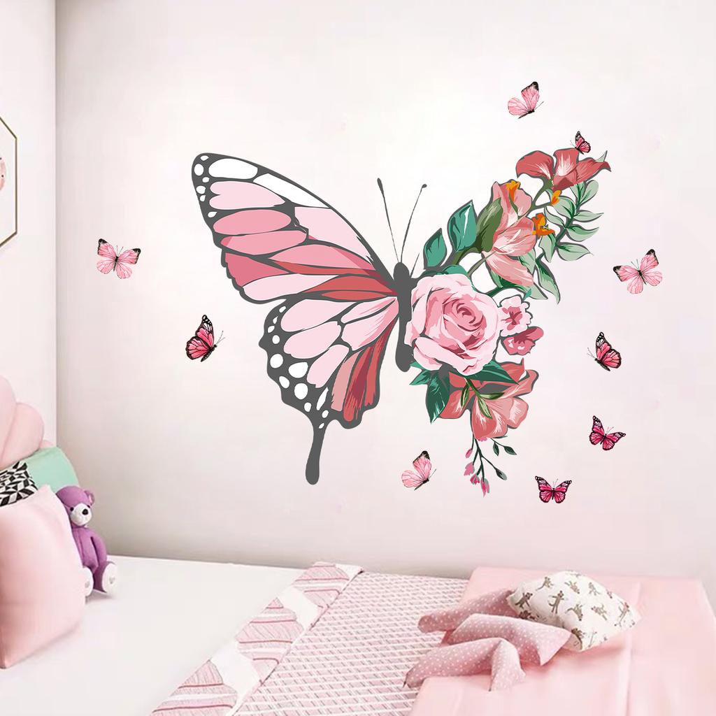 1Pc Watercolor Butterflies Wall Stickers Room Decor for Kids Room Bedroom Wall Decoration Nursery Living Room Wall Decals DIY