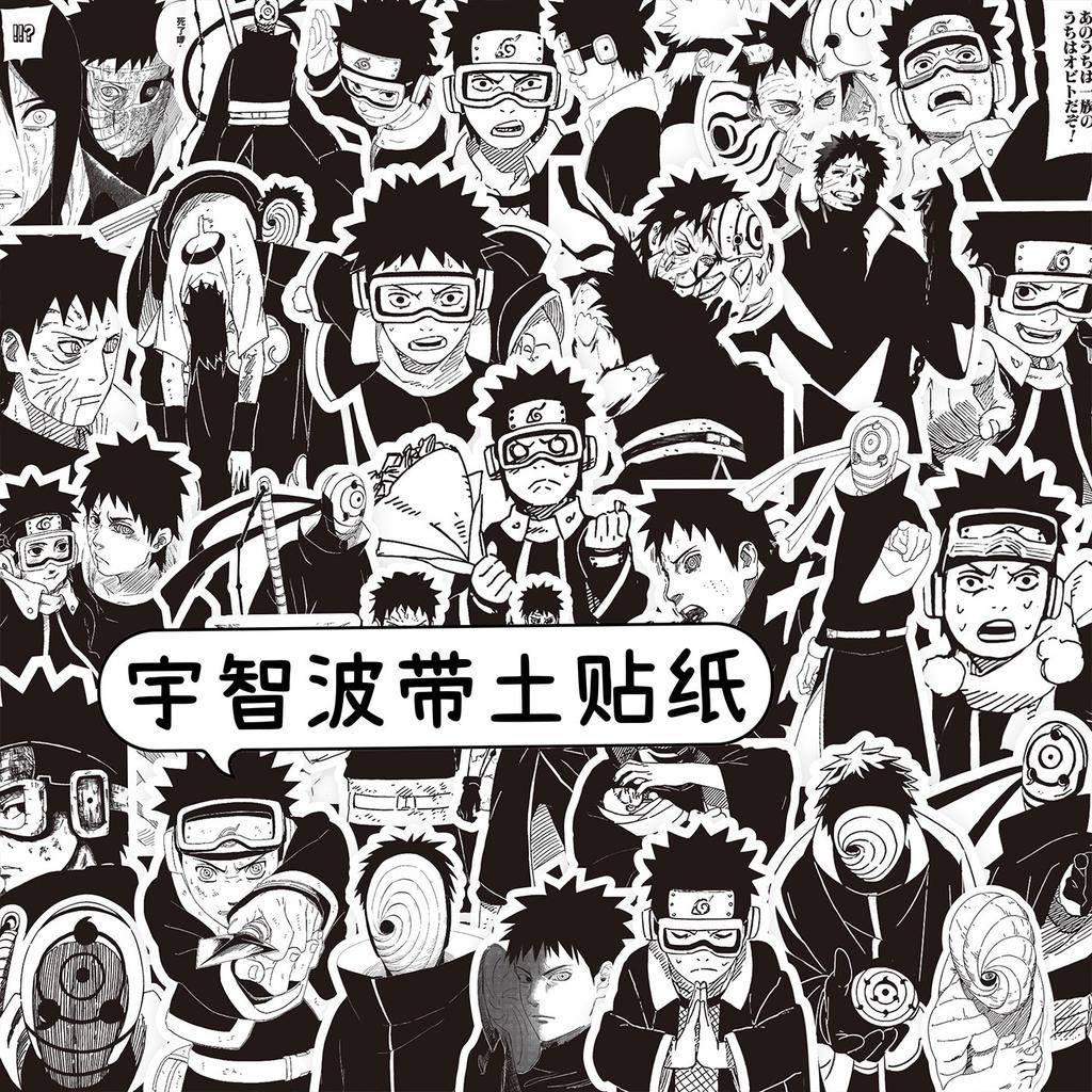 70/75/110Pcs Black White Naruto Anime Stickers Cool Cartoon Graffiti Decals Diy Phone Skateboard Suitcase Waterproof Sticker