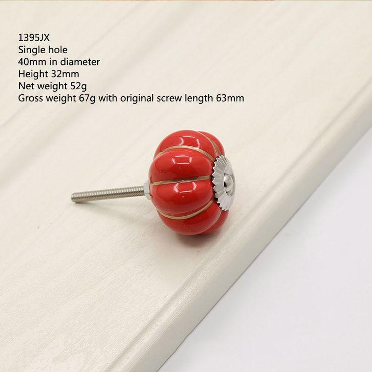 Color Ceramic Through Hole Pumpkin Handle Knobs Light Luxury Modern Minimalist Drawer Cabinet Wardrobe Cartoon Art Handle Knobs