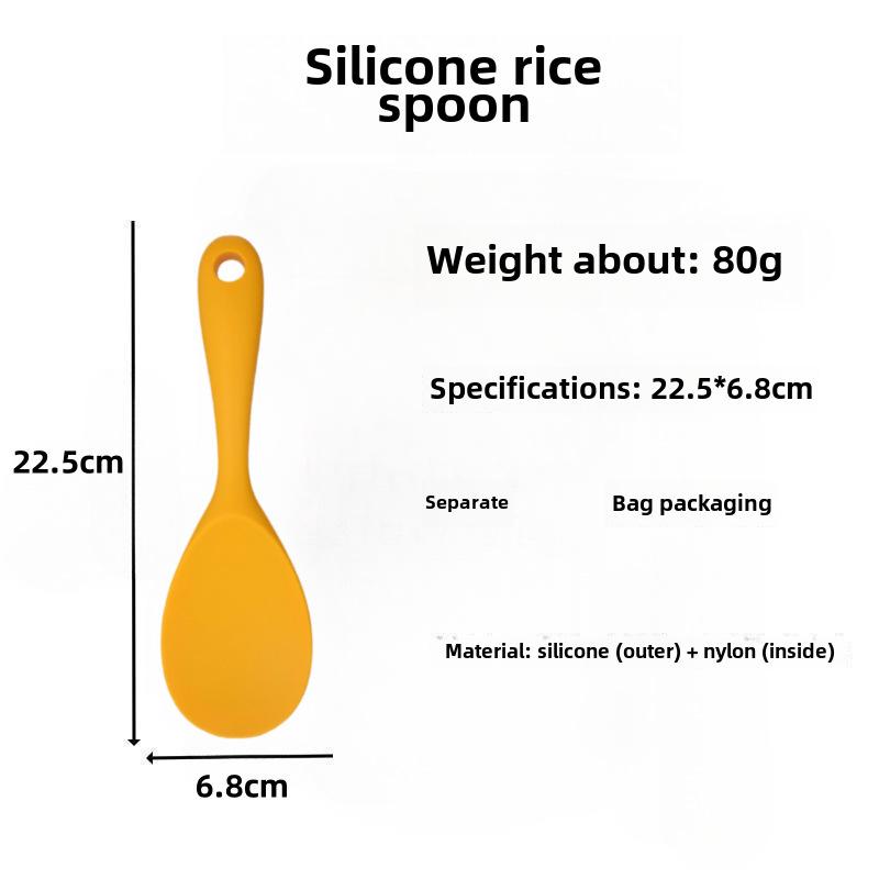Cuillère à riz et spatule en silicone antiadhésif - Doux pour les casseroles, idéal pour remuer le riz - Ustensile de cuisine
