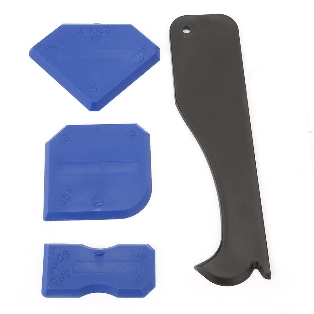 4PCS Caulk Tools Kit Silicone Sealant Remover Shovel Glass Cement Caulking Scraper (Blue)