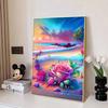 New Arrival 5D DIY Full Circle Diamond Painting "Seaside Flowers" Embroidery Cross Stitch Home Decor Gift