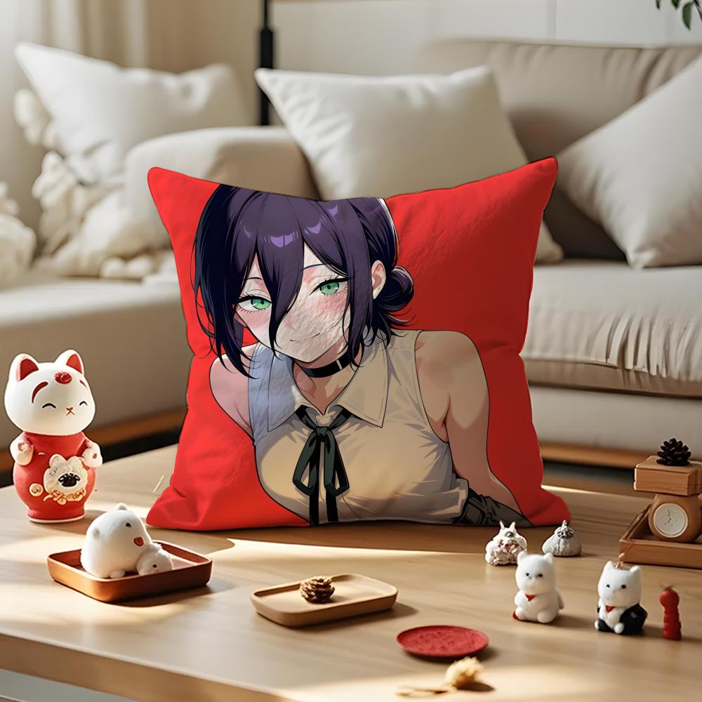 Anime R-Raze Chainsaw Sexy Pillow Case Silky Short Plush with Invisible Zipper Dustproof Sofa Cushion Cover for Home Decor