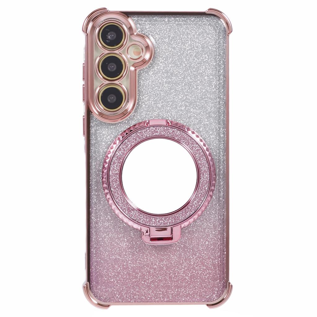 For Samsung Galaxy A35 5G Case TPU Glitter Phone Cover with Kickstand and Mirror