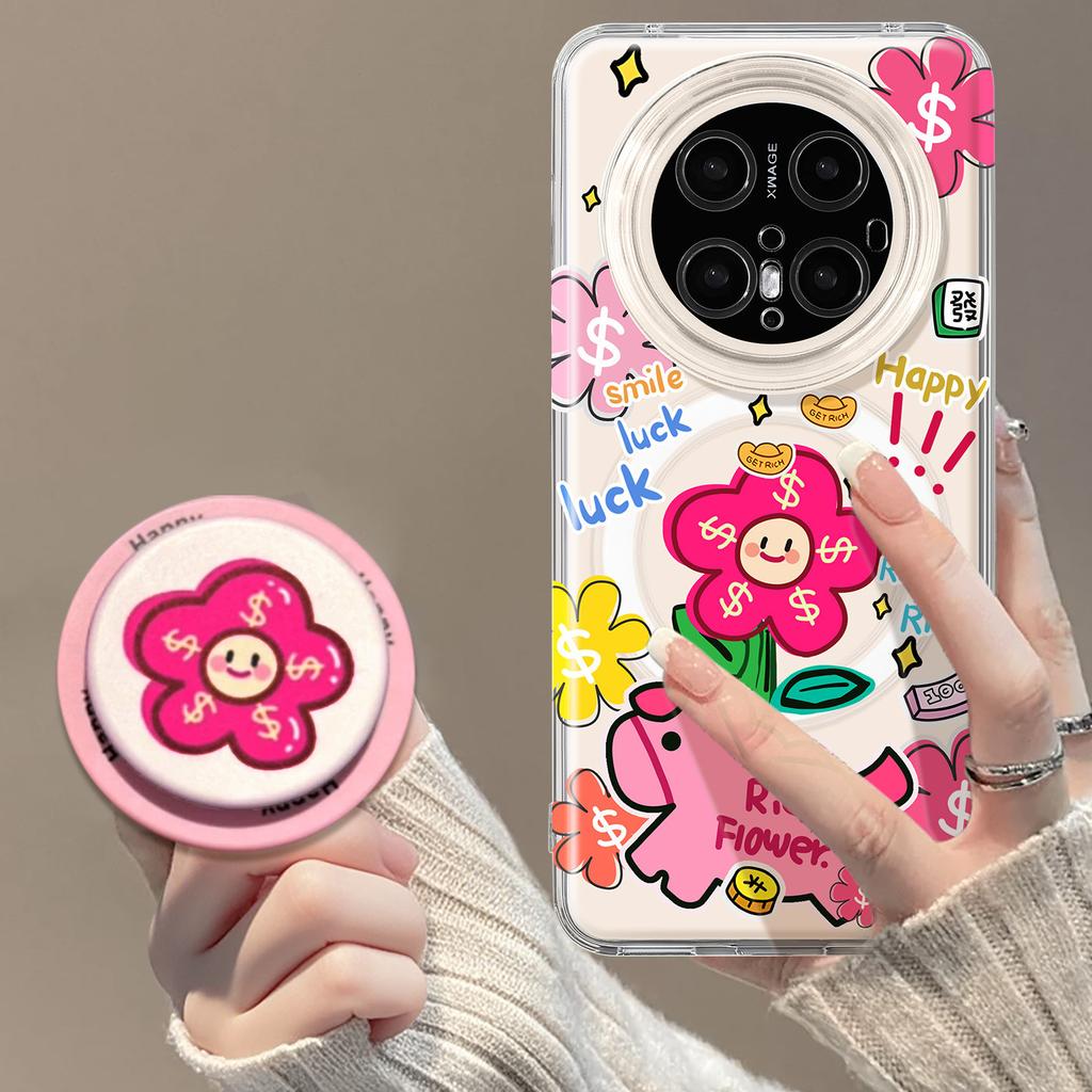Immediately Huacai mobile phone case is suitable for Huawei pura70ultra transparent mate80promax magnetic cute case.